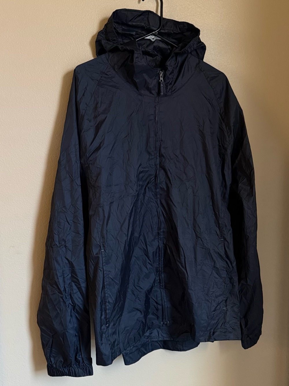 Lands’ End Lightweight Hooded Windbreaker Jacket Navy Blue Men’s XL